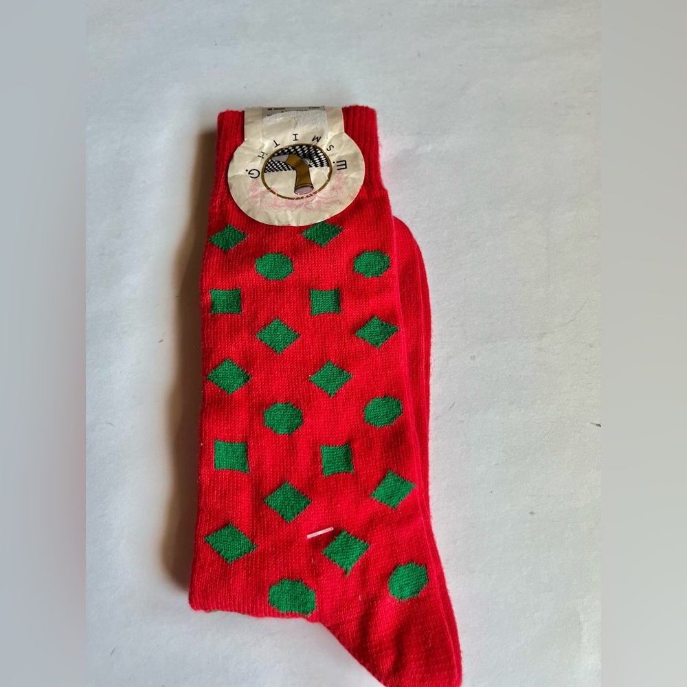 (BRAND NEW) VINTAGE E.G. SMITH MENS ORANGE/GREEN COTTON/NYLON SOCKS (SIZE 10-13)